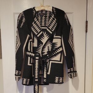 Pendleton Neskowin Wool Wrap Jacket, Size Small, Black And White